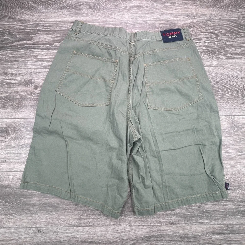 Vintage Tommy Hilfiger Cargo Shorts Mens 36 Green Belted Utility Baggy Y2K